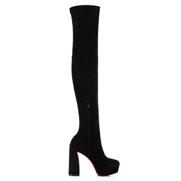 Christian Louboutin Movida Alta Botta 130 Black Suede Thigh High Heel Boot 36 - Picture 8 of 12
